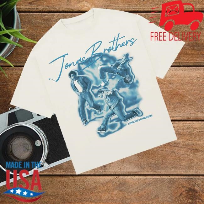 Official Jonas Brothers Merch Shop Store Love Me To Heaven Blue Airbrush T Shirt - Good Tee Store