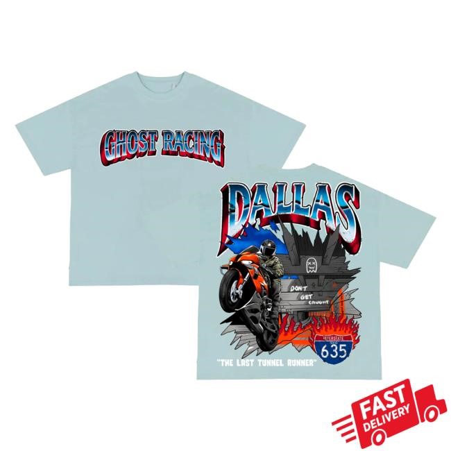 Official Ghostracing Merch Dallas V2 New Shirt Light Blue - Good Tee Store