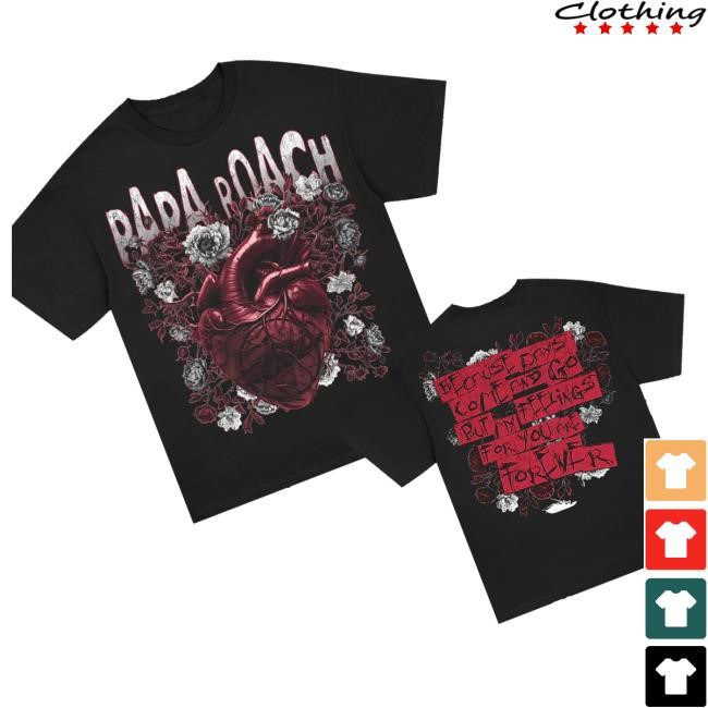 Official Paparoach Heart & Roses Tee Shirt - Good Tee Store