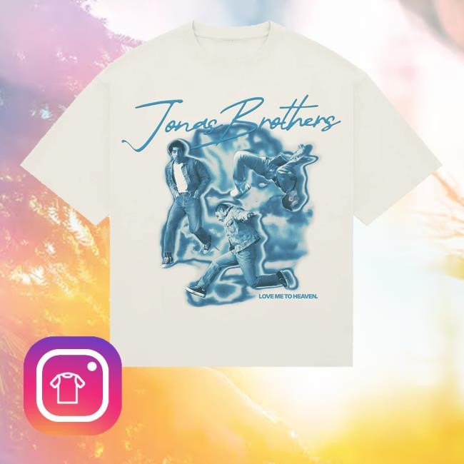 Official Jonas Brothers Merch Shop Store Love Me To Heaven Blue Airbrush T Shirt - Good Tee Store