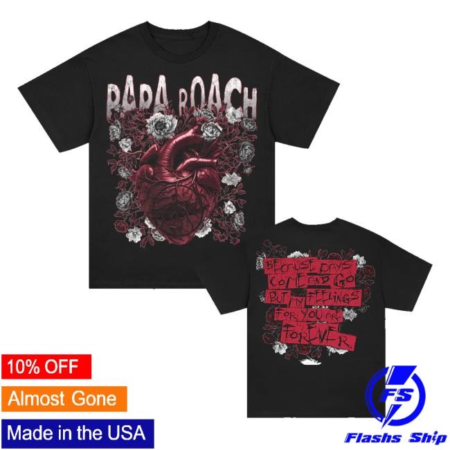 Official Paparoach Heart & Roses Tee Shirt - Good Tee Store