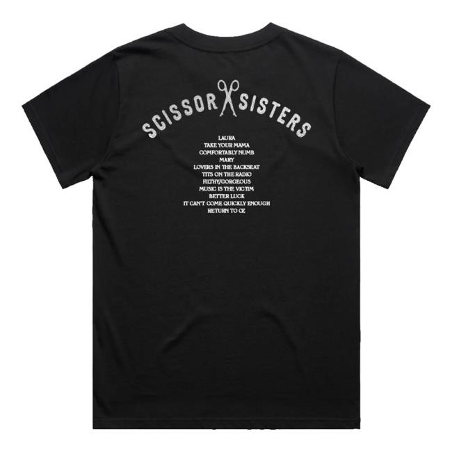 Official Scissor Sisters Merch Shop Store Silver Foil Black Tracklist Shirt - Good Tee Store