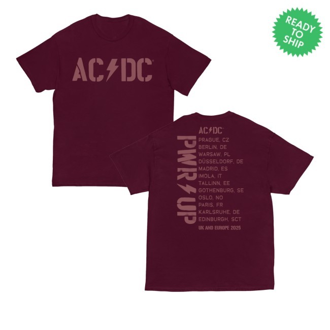Maroon Logo Pwr Up Tour Hooded Sweatshirt Ac/Dc Official Store - Good Tee Store