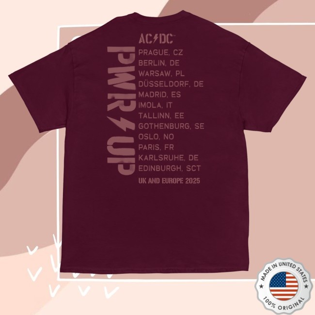 Maroon Logo Pwr Up Tour Hooded Sweatshirt Ac/Dc Official Store - Good Tee Store