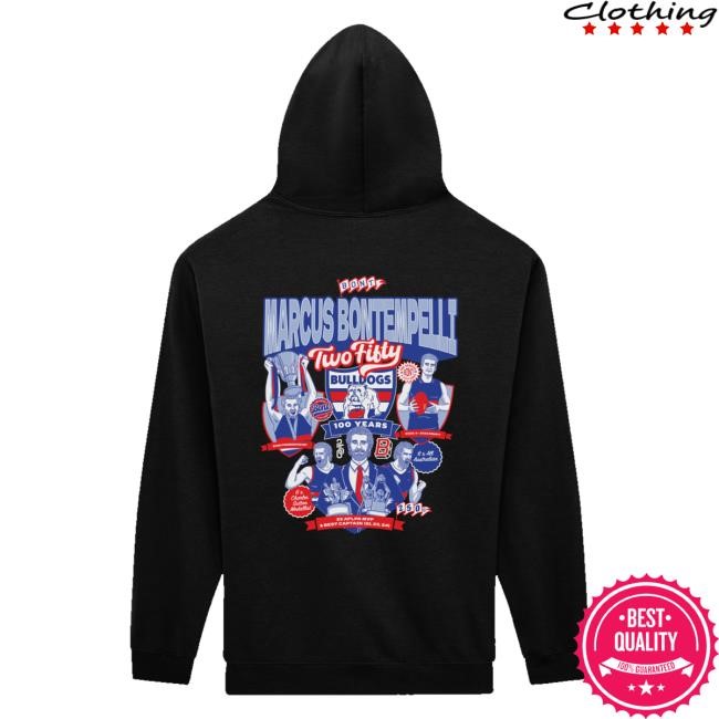 Official Western Bulldogs Merch Shop Store Western Bulldogs Marcus Bontempelli 250 Games Tee Shirt - Good Tee Store