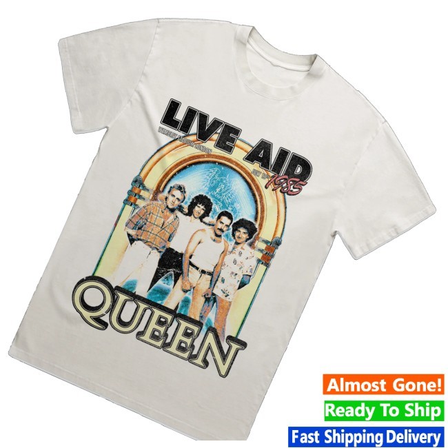 Queen At Live Aid Vintage White Shirts Queen Official Store - Good Tee Store