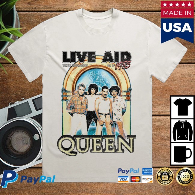 Queen At Live Aid Vintage White Shirts Queen Official Store - Good Tee Store